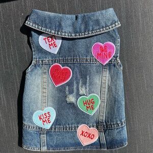 M/L valentine heart pet denim jacket